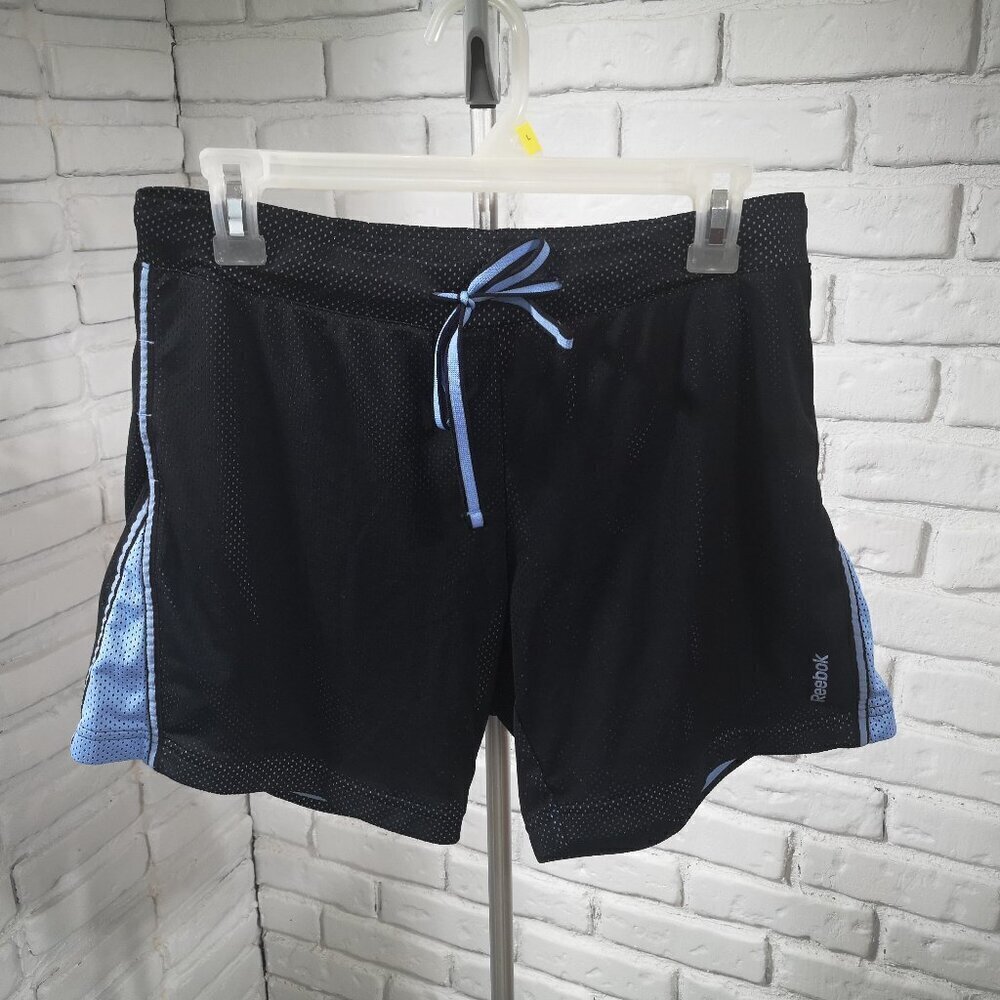 Reebok Youths Size Medium Black & Blue Play Dry Tie Waist Shorts